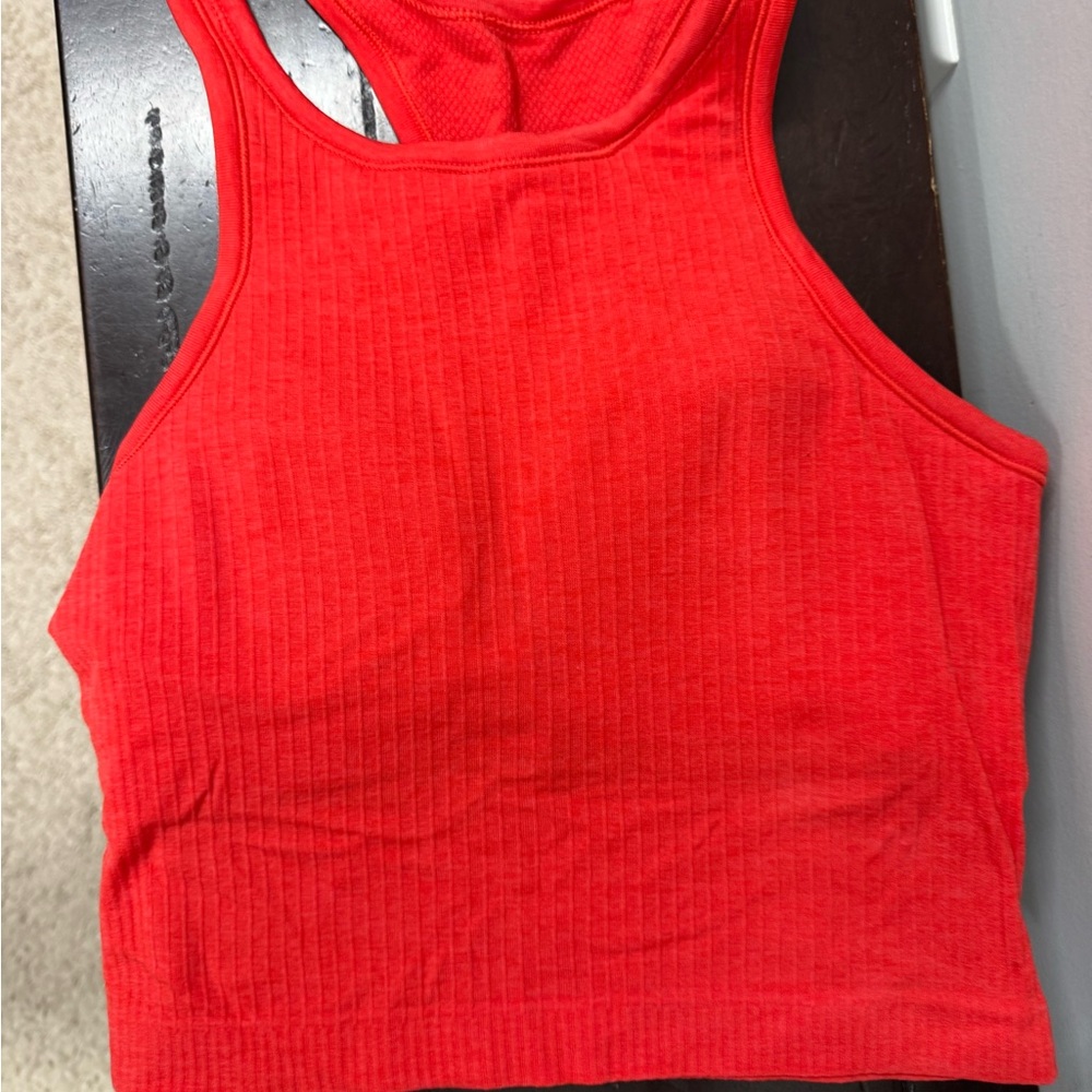 Lululemon Ebb to Street Cropped Top. Red Ribbed Women's Tank Top